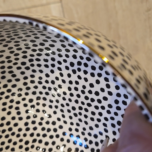 Thyme & Table Black/White Dot Stoneware Gold-Rimmed Bowl - Picture 3 of 6